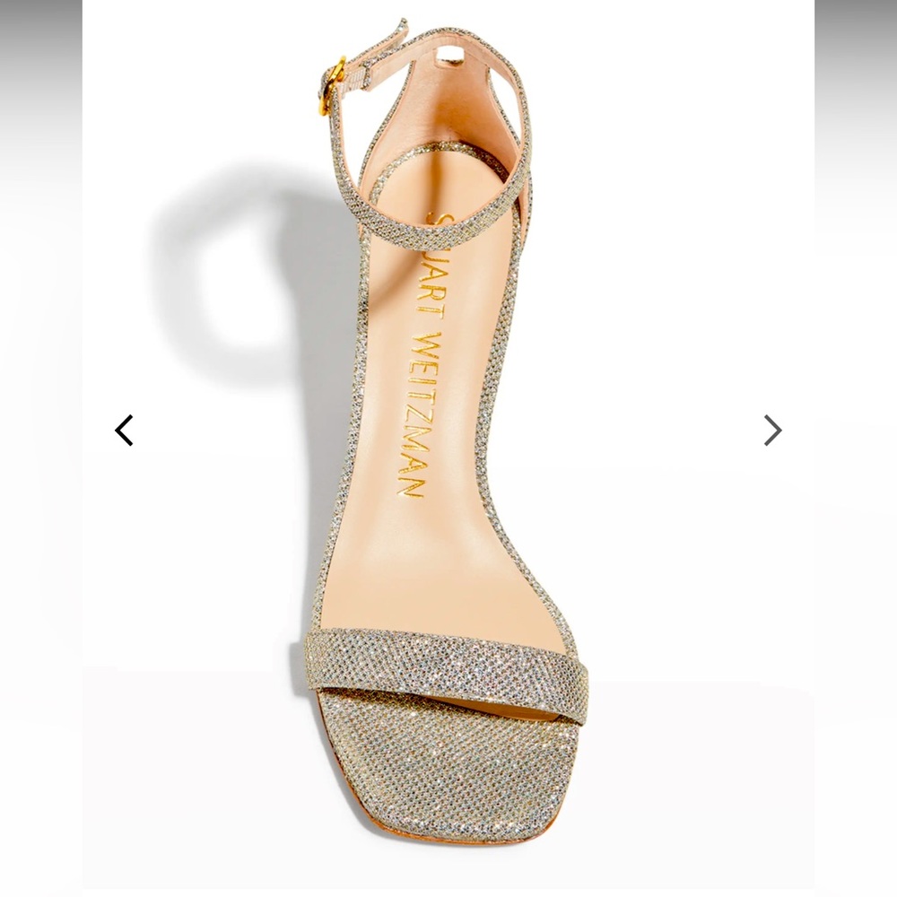 STUART WEITZMAN - NEARLY NUDE PLATINUM NOIR SANDLE - SIZE 9M